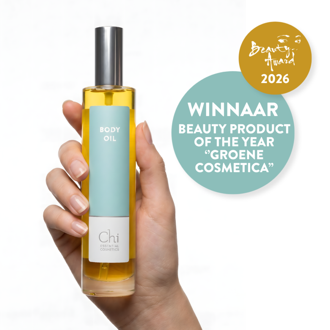 Award-winning body oil in hand